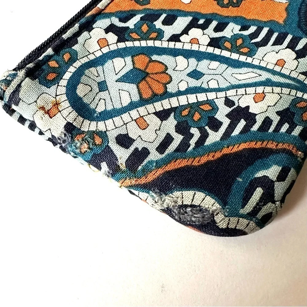 Vera Bradley 2 pieces In the Loop key ring blue orange wristlet strap ID holder